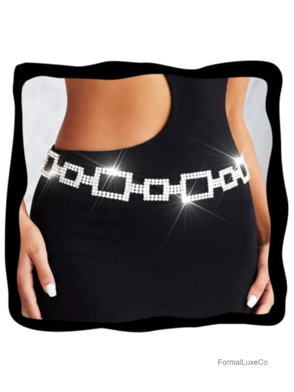 Rhinestone Chain Belt Crystal Waist Chain Sparkly Dress Belt for Women